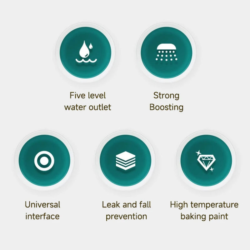 Chuveiro 6 Jatos Alta Pressão Multifuncional - Massagem, Ajustável, Grande Bocal