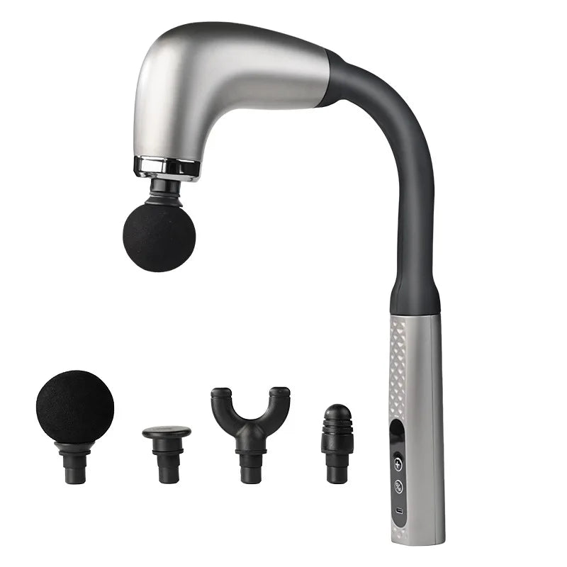 Pistola de Fáscia Inteligente Gancho Curvo 2024 - 9 Níveis, Alívio Dor Costas, Portátil