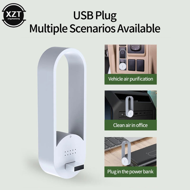 Purificador de Ar USB Anion - Remove Fumo/Odores/Cigarros, 60 Milhões Íons, Silencioso, Casa/Carro