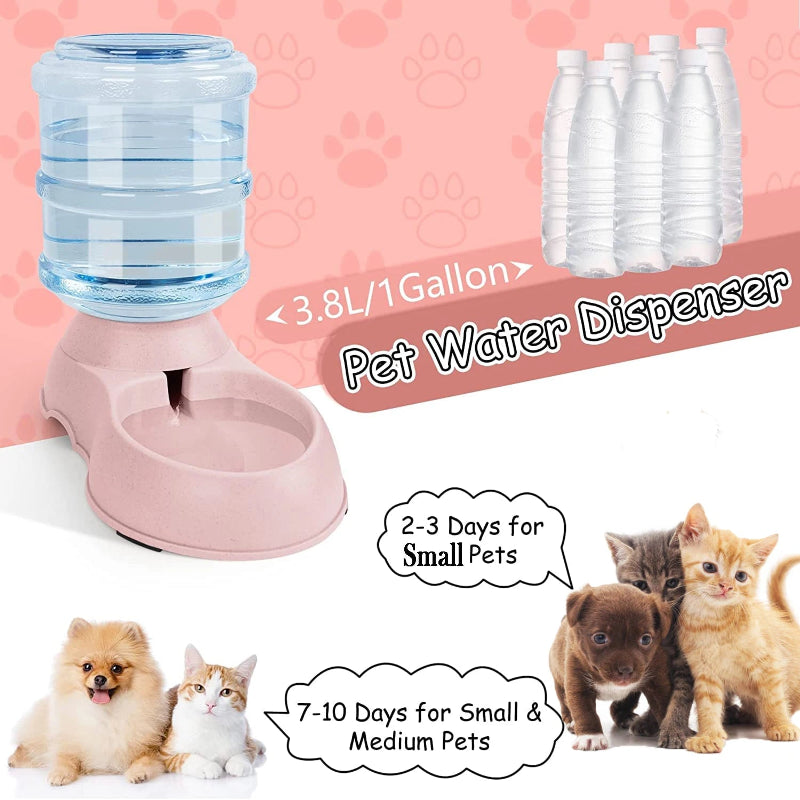 Distribuidor Automático Água/Comida - Grande Capacidade, Cães/Gatos, Tigela Bebedouro, 3,8 L