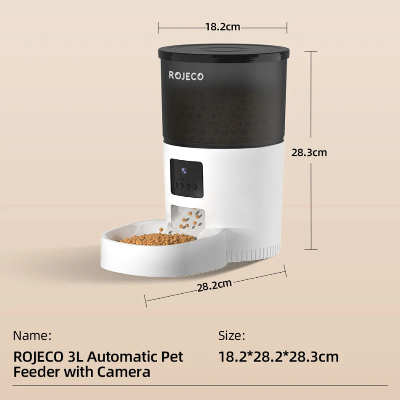 Alimentador Automático Inteligente Versão com Câmera 3L - WiFi, Recarregável, Gatos/Cães, Controlo Remoto