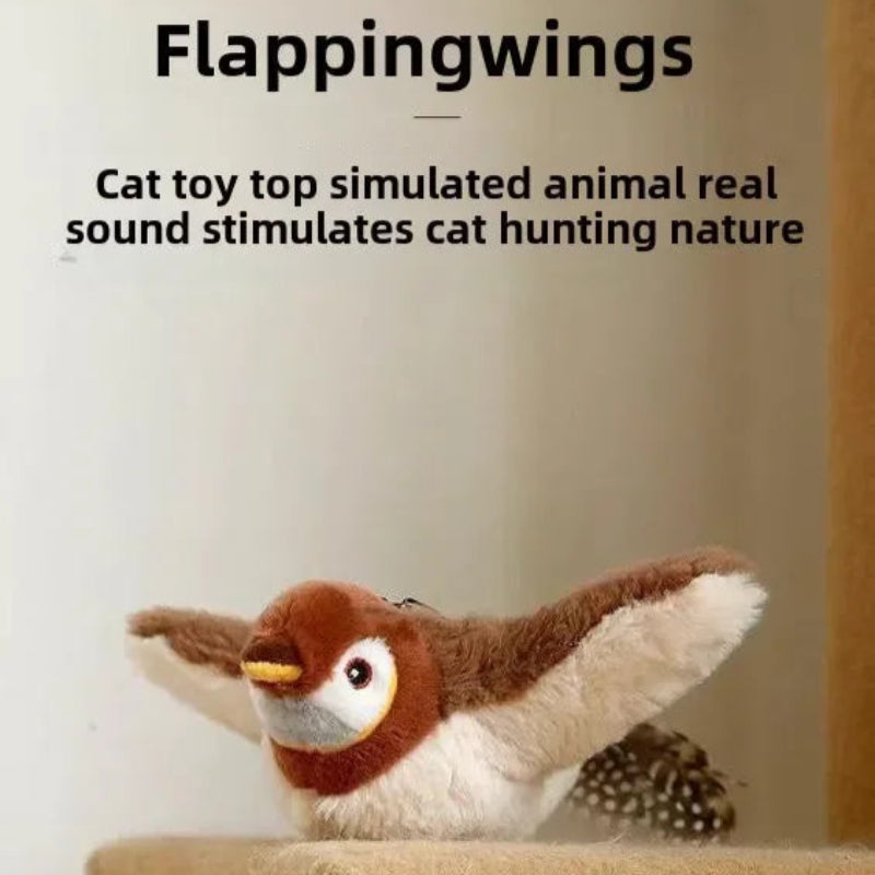 Brinquedo Interativo Gato Pássaro Elétrico - Catnip, Som, Pelúcia, Recarregável USB
