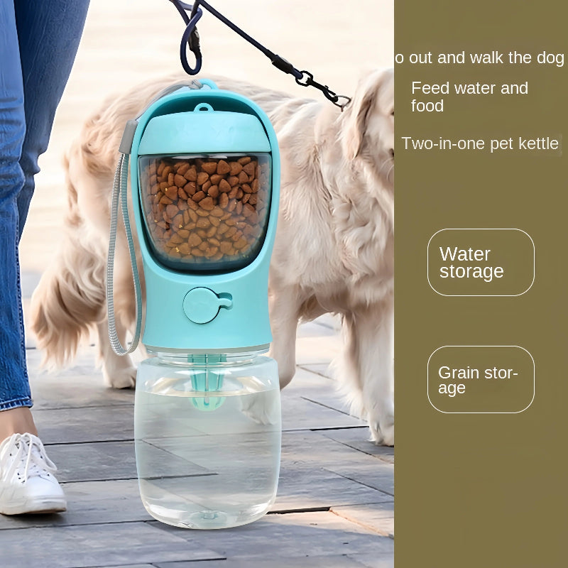 Garrafa Portátil 2 em 1 - Água e Comida para Cães e Gatos, Ideal para Viagens