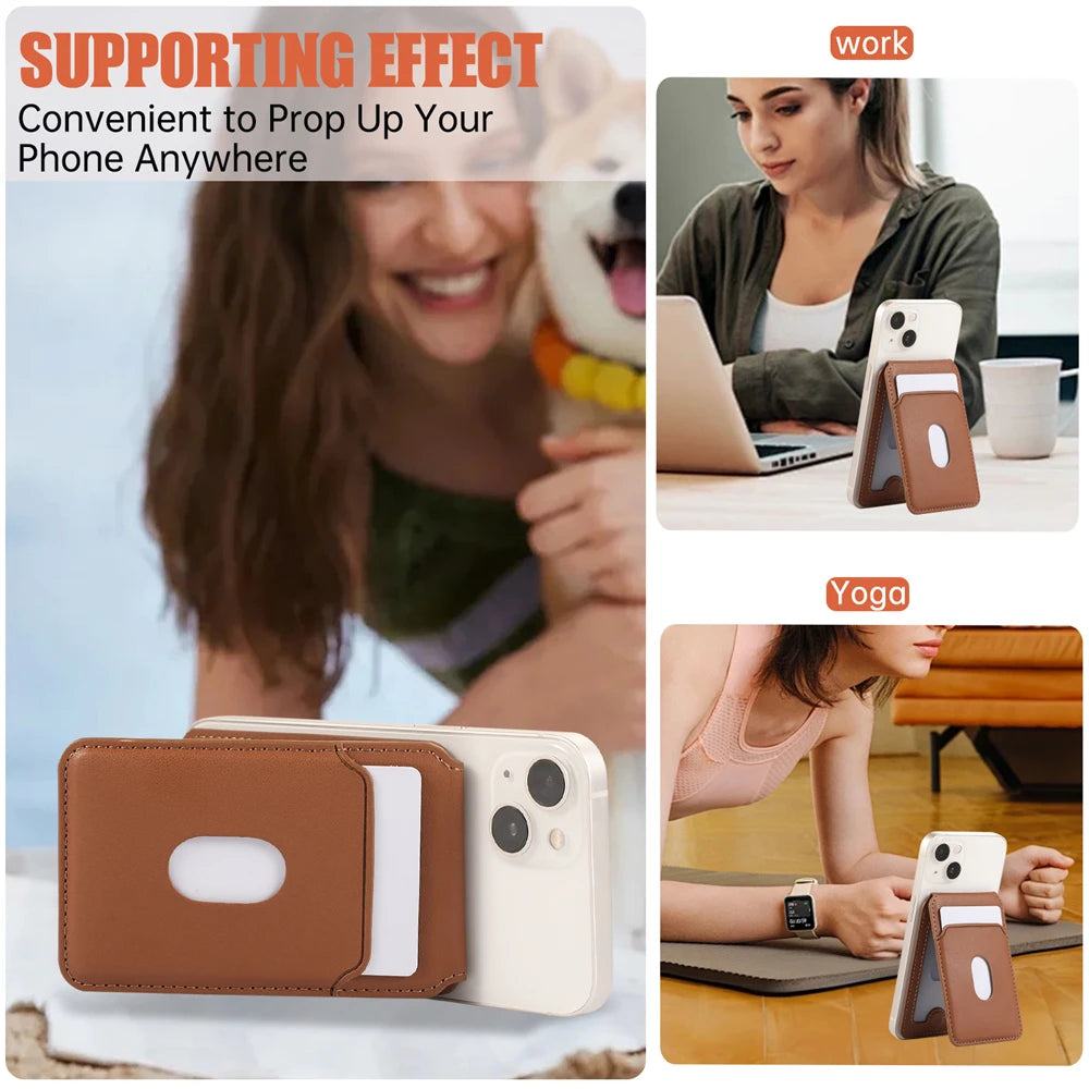 Carteira Magnética MagSafe Couro - Porta-Cartões, iPhone/Samsung, Várias Cores