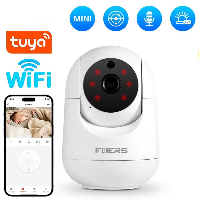 Câmara Segurança WiFi 5MP Tuya PTZ IA - Rastreamento Automático, Visão Noturna Colorida, Bebé