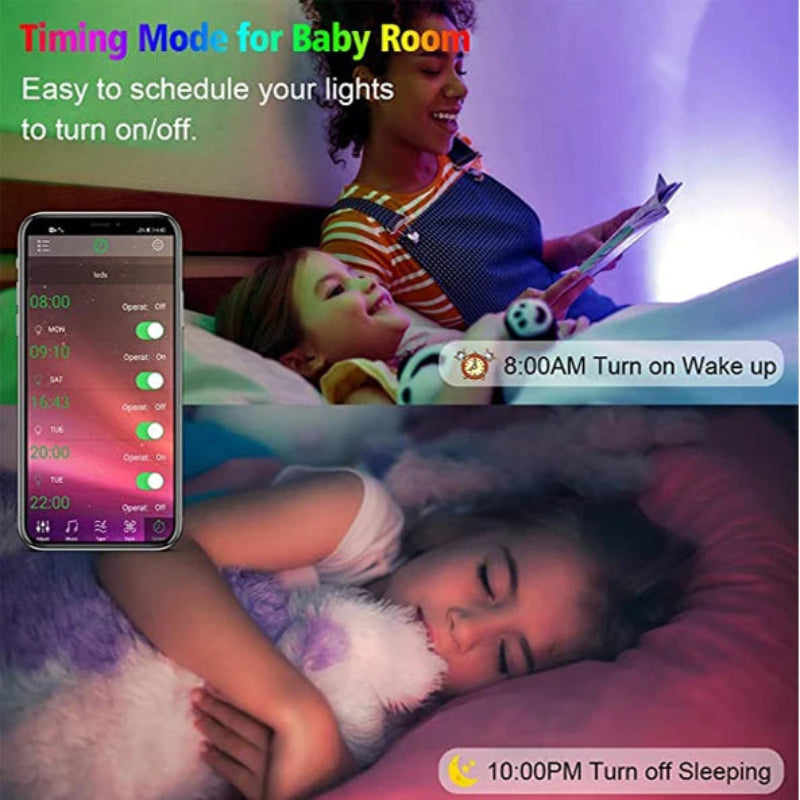 Fita LED USB 5V 5050 RGB - Bluetooth/WiFi/Alexa, 1m-30m, Decoração Quarto/TV