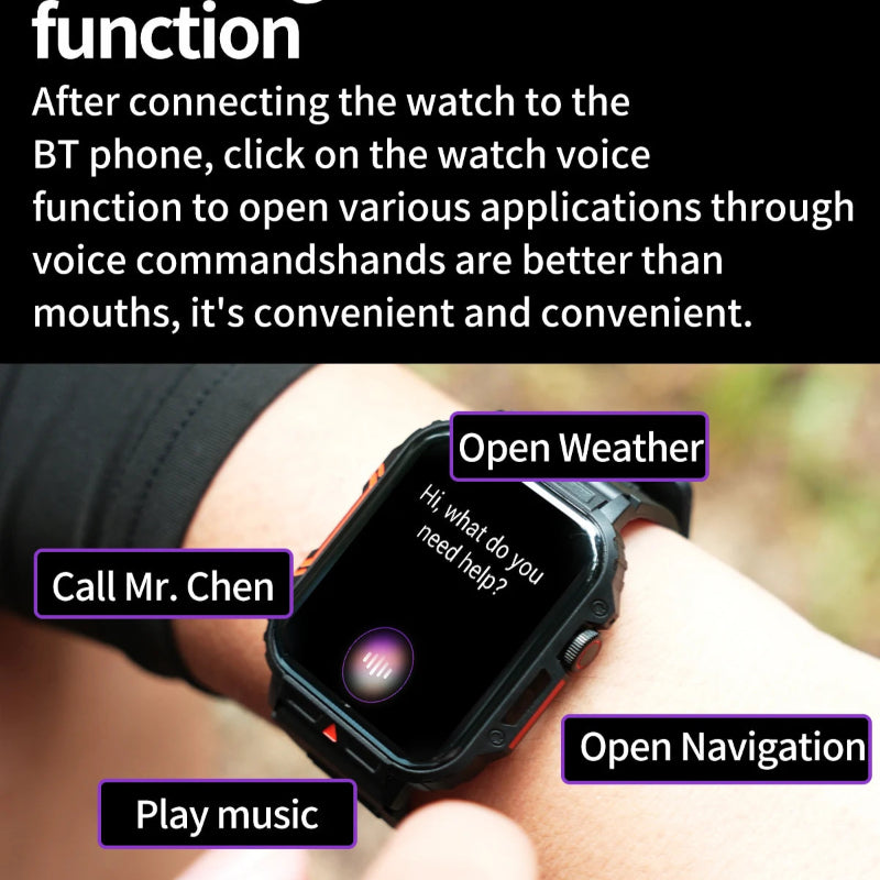 Smartwatch Militar L81 2024 - Chamada BT, Monitor de Saúde, IP68, 100+ Desportos, à Prova D'água