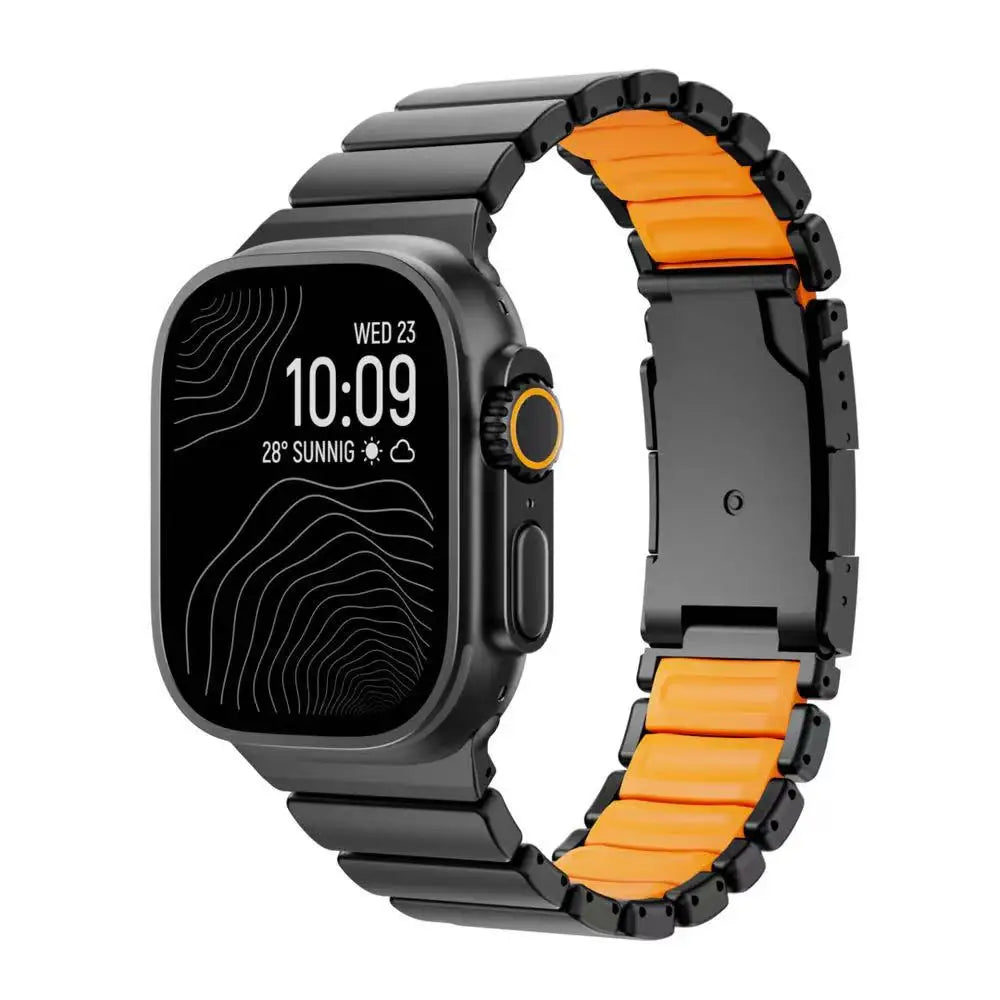 Bracelete de Titânio e Silicone Magnética para Apple Watch Ultra e Series