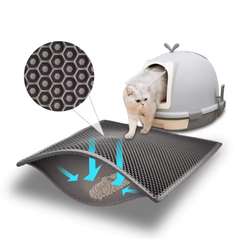 Tapete Areia Gato Dupla Camada - Antiderrapante, Impermeável, Fácil Limpeza, Grande