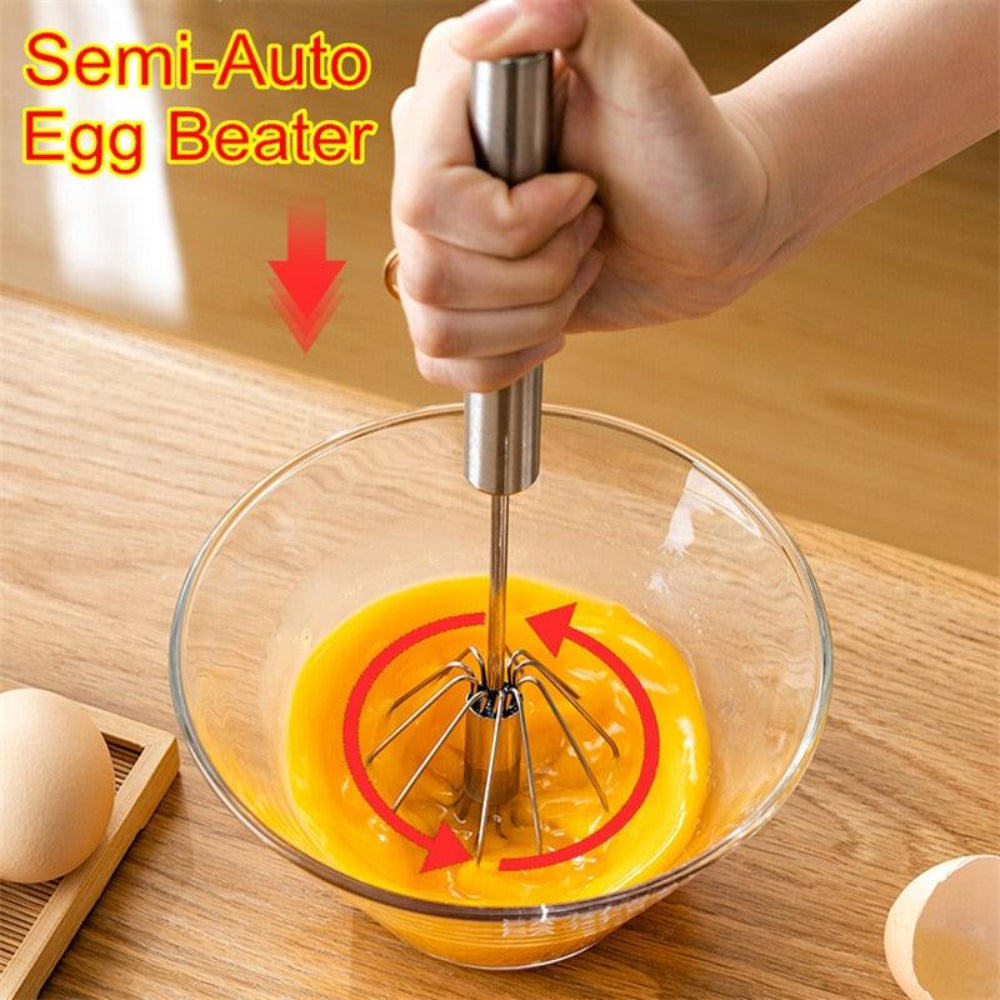 Batedor de ovos de aço inoxidável semiautomático manual para cozinha - Deka Express