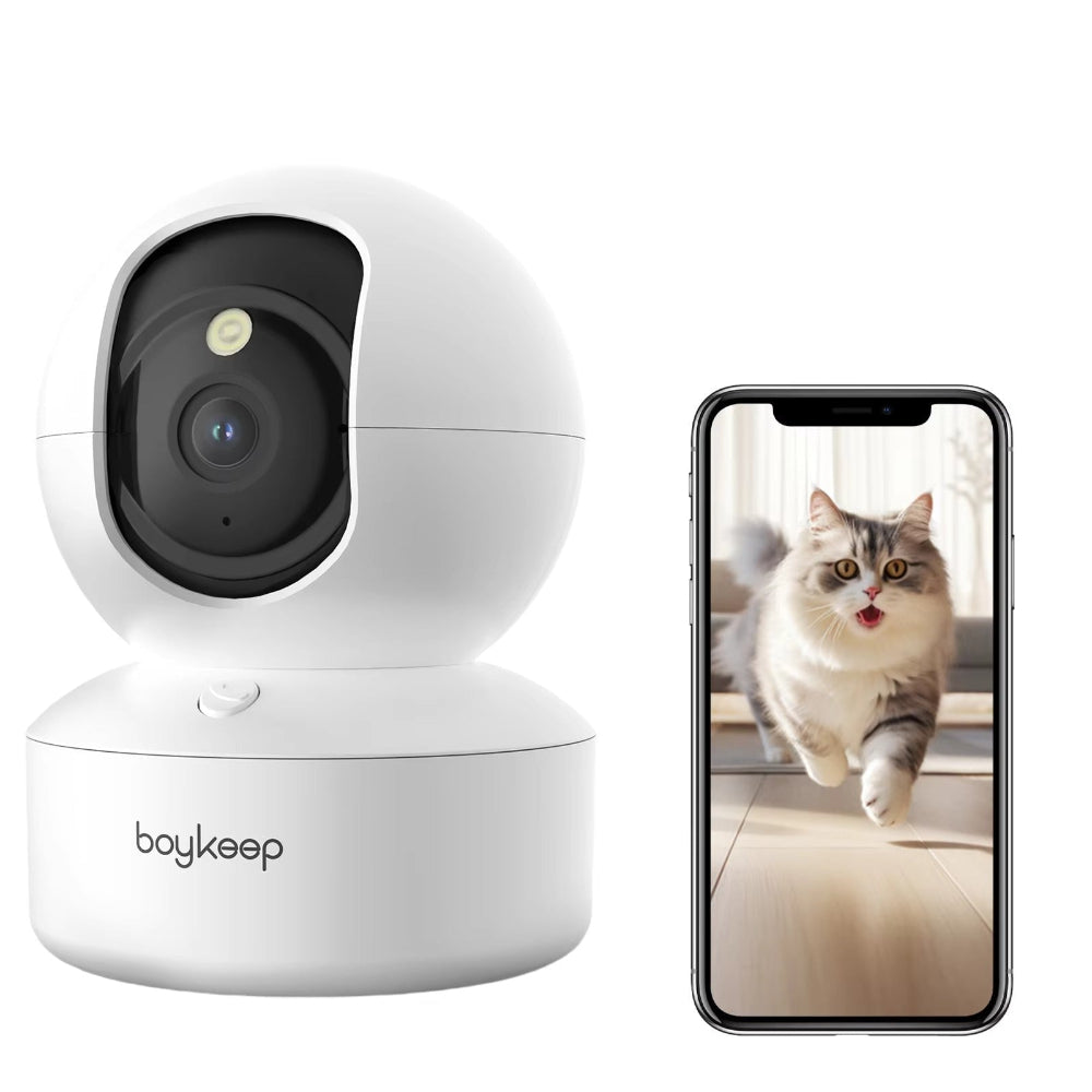 Câmera de Segurança Interna BoyKeep K30-EU 2K 3MP — Wi-Fi Dual Band 5G/2.4GHz, Pan 360° & Áudio Bidirecional