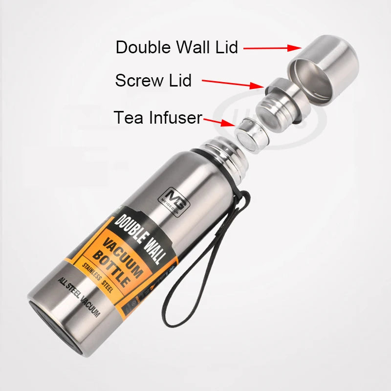 Garrafa Térmica UPORS Aço Inoxidável 500/700/1000/1500ml - 24h Quente/Frio, Portátil