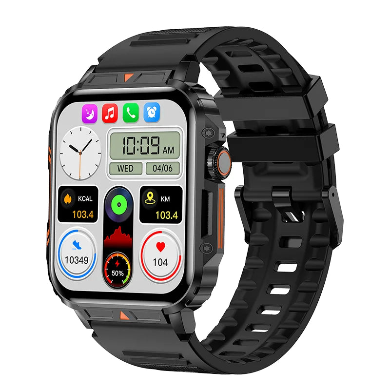 Smartwatch Militar L81 2024 - Chamada BT,  Monitor de Saúde, IP68, 100+ Desportos, à Prova D'água