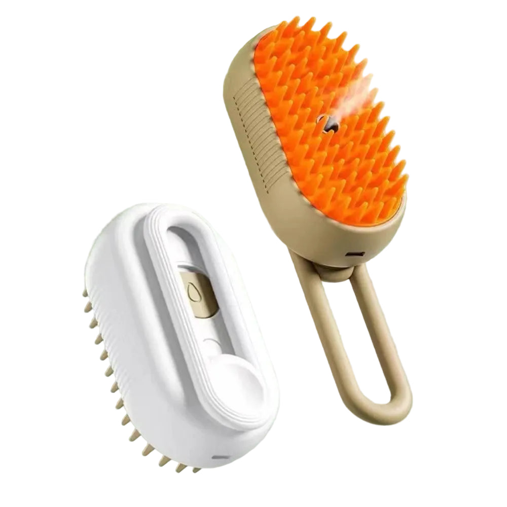 Escova 3 em 1 Vapor para Cão e Gato - Remoção Pelos, Massagem, Limpeza Anti-Estática
