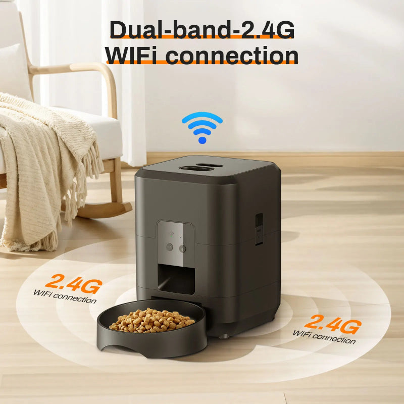 Alimentador Automático Inteligente - Gatos/Cães, Dispensador Quantitativo, Comida Lenta, LCD