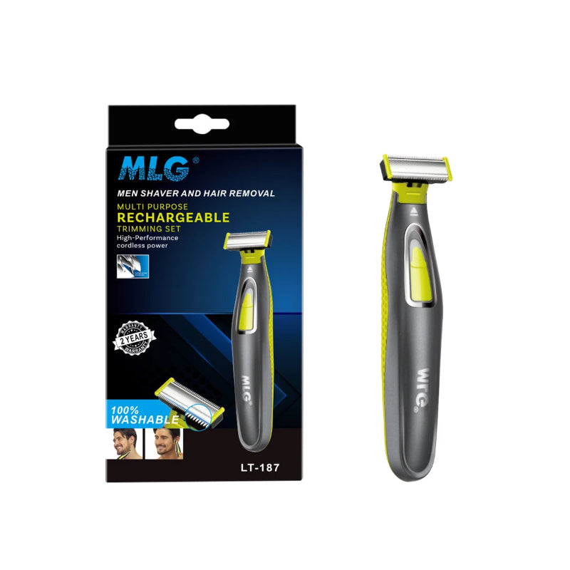 Barbeador Elétrico MLG - Aparador Portátil Corpo/Barba/Axilas, USB, Lavável, 3 Pentes