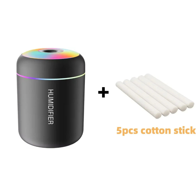 Mini Umidificador de Ar 180ML USB - Difusor Aroma, Aromaterapia, Luzes LED, Casa/Carro