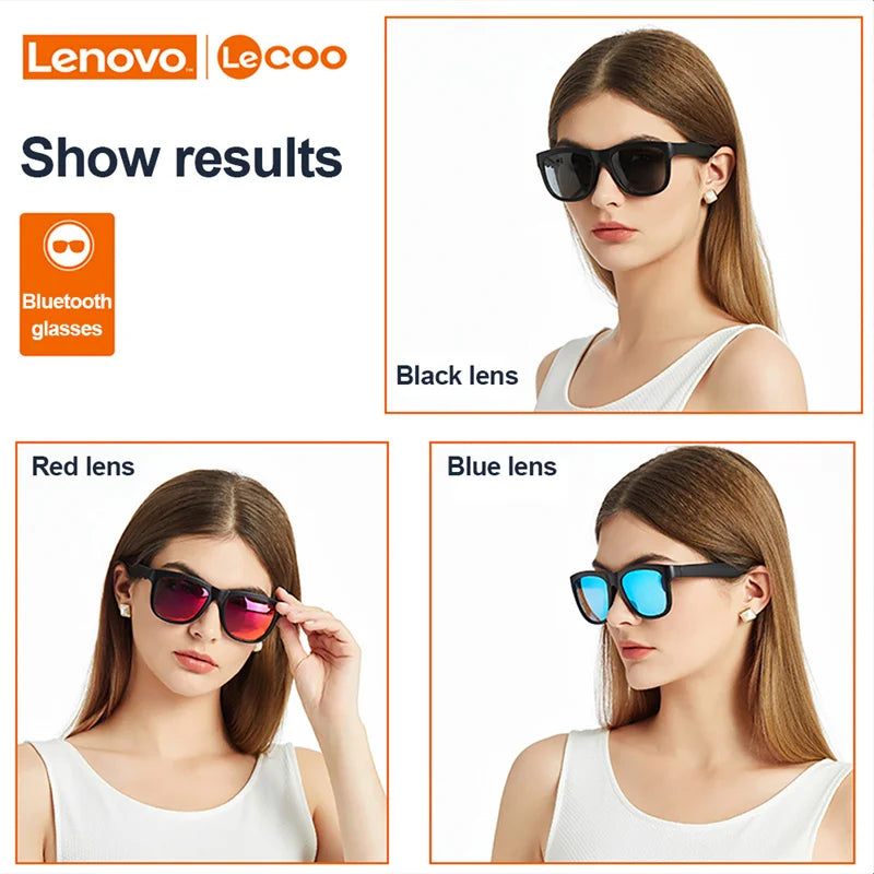 Óculos Fone de Ouvido Sem Fios Lenovo Lecoo C8 - Bluetooth 5.0, Som Hi-Fi, Condução Segura