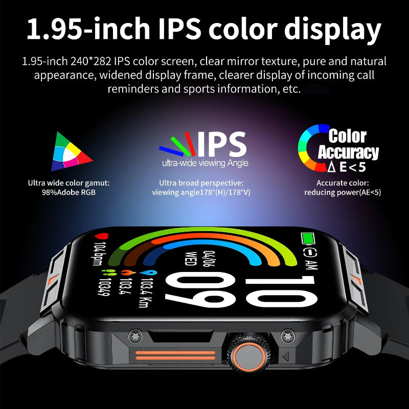 Smartwatch Militar L81 2024 - Chamada BT,  Monitor de Saúde, IP68, 100+ Desportos, à Prova D'água