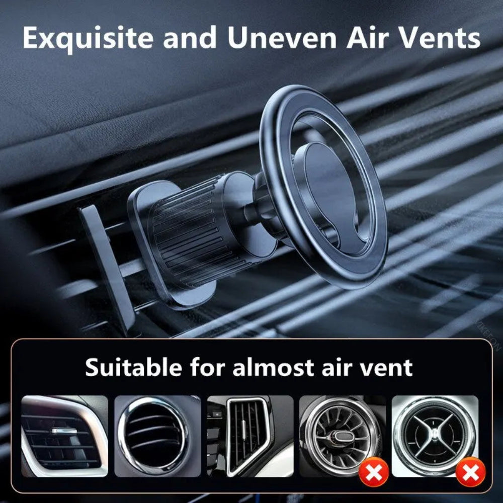 Suporte Magnético Telemóvel Carro - MagSafe, 360°, Painel/Ventilação, iPhone/Samsung/Xiaomi