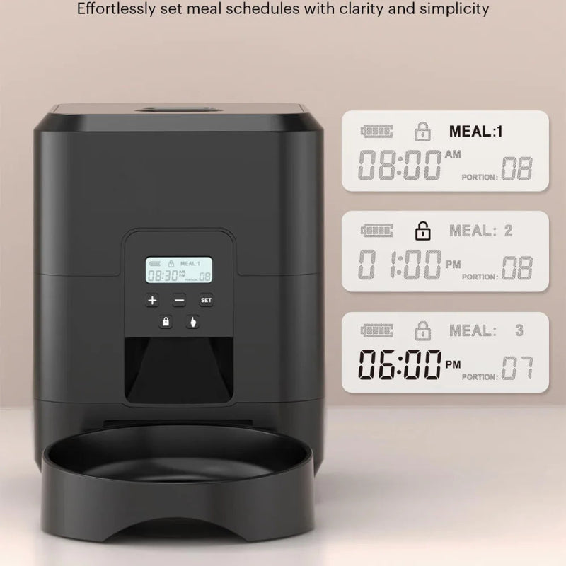 Alimentador Automático Inteligente - Gatos/Cães, Dispensador Quantitativo, Comida Lenta, LCD