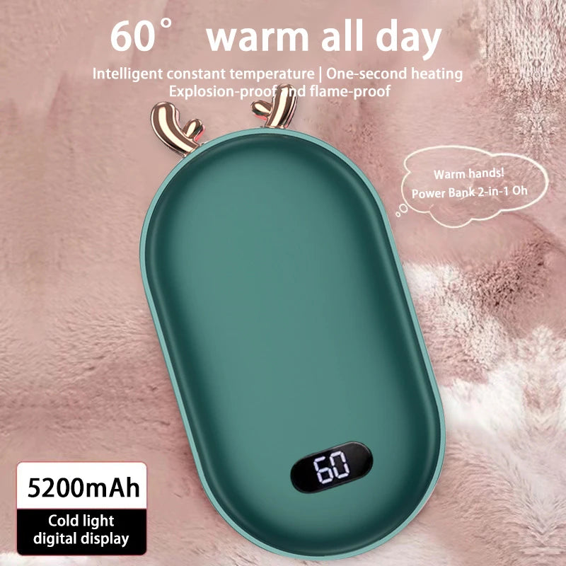 Aquecedor de Mão Xiaomi 2 em 1 10000mAh - Power Bank, Temp. Ajustável, 10h Calor, Inverno