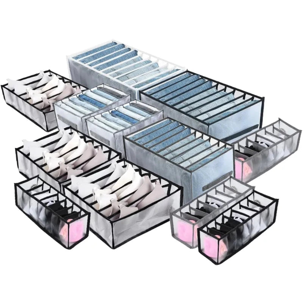 Organizador Gavetas Roupa - Jeans, T-Shirts, Íntimo, Divisórias, Nylon, Vários Tamanhos
