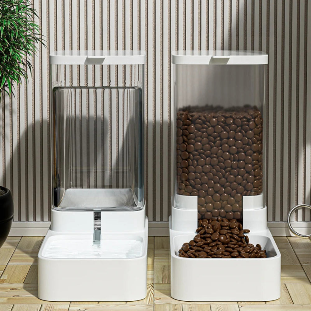 Alimentador Automático Cães/Gatos - Água e Comida, Transparente, Grande Capacidade