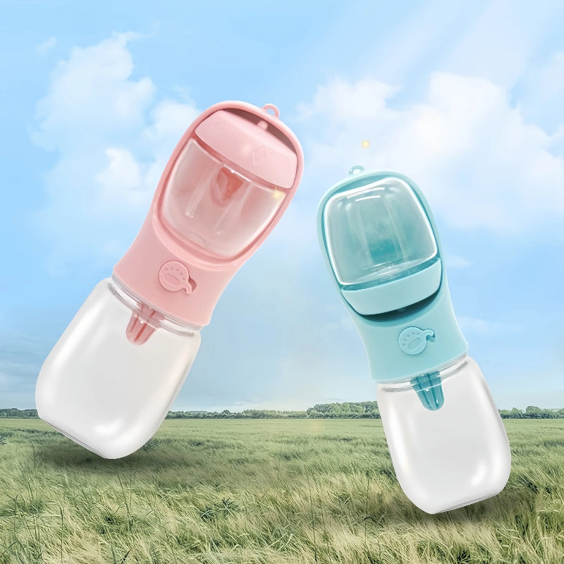 Garrafa Portátil 2 em 1 - Água e Comida para Cães e Gatos, Ideal para Viagens