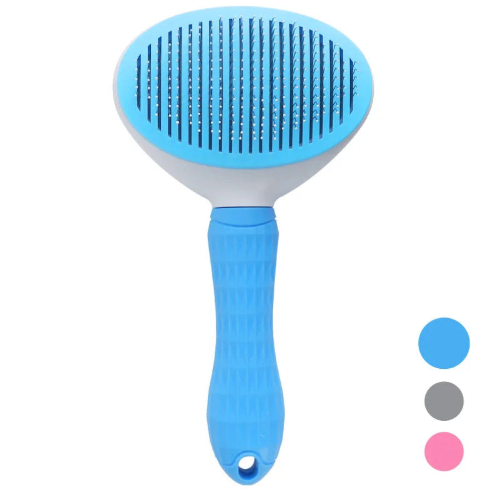 Pente Autolimpante para Cães e Gatos - Remoção Fácil de Pelos, Massagem, Limpeza Rápida