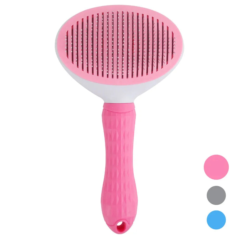 Pente Autolimpante para Cães e Gatos - Remoção Fácil de Pelos, Massagem, Limpeza Rápida