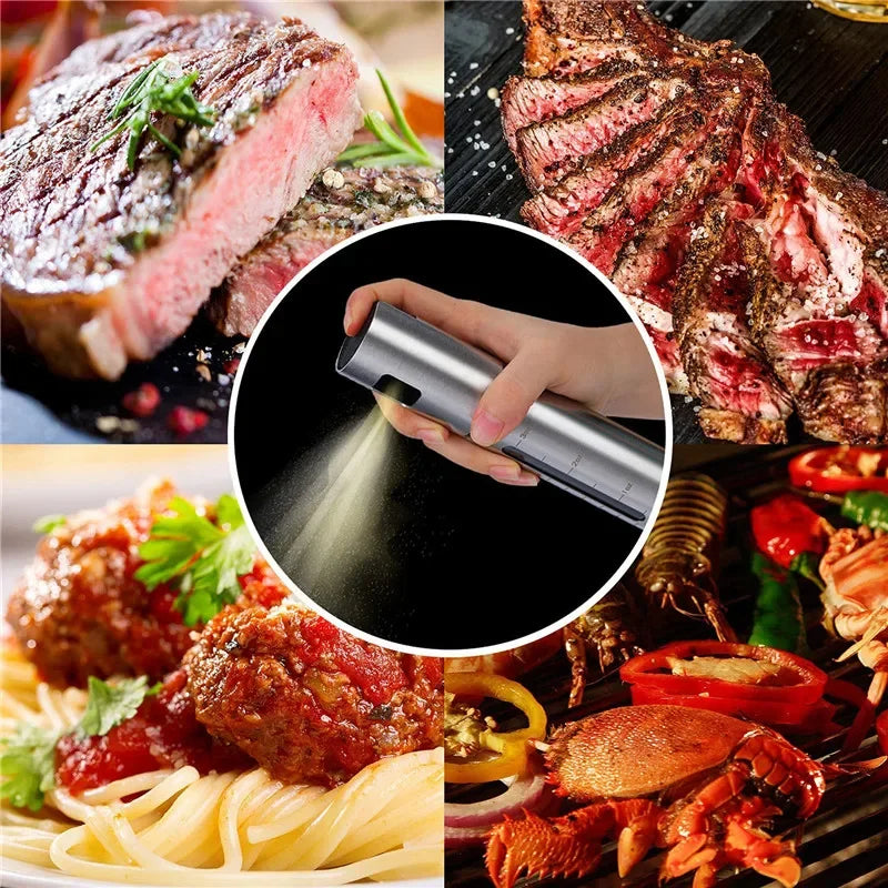 Frasco Spray Azeite Inox 304 com Doseador - Óleo, Vinagre, Temperos, Churrasco, Cozinha Saudável