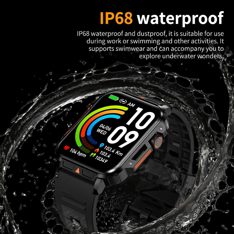 Smartwatch Militar L81 2024 - Chamada BT,  Monitor de Saúde, IP68, 100+ Desportos, à Prova D'água