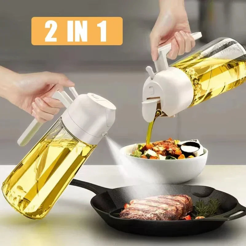 Dispensador Azeite 2 em 1 com Pulverizador 500ml - Borrifador e Doseador, Cozinha Saudável