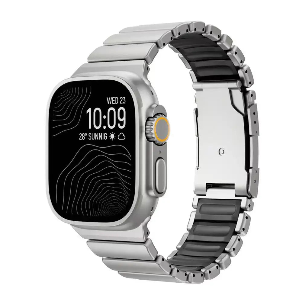 Bracelete de Titânio e Silicone Magnética para Apple Watch Ultra e Series