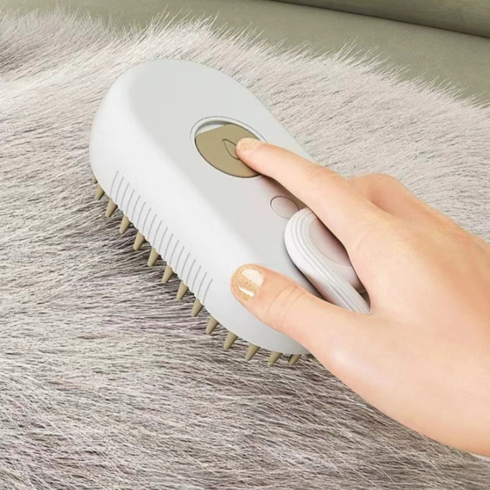 Escova 3 em 1 Vapor para Cão e Gato - Remoção Pelos, Massagem, Limpeza Anti-Estática
