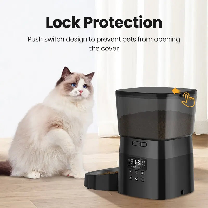 Alimentador Automático ROJECO - Botão, LCD, Programável, Gatos/Cães, 50-200g