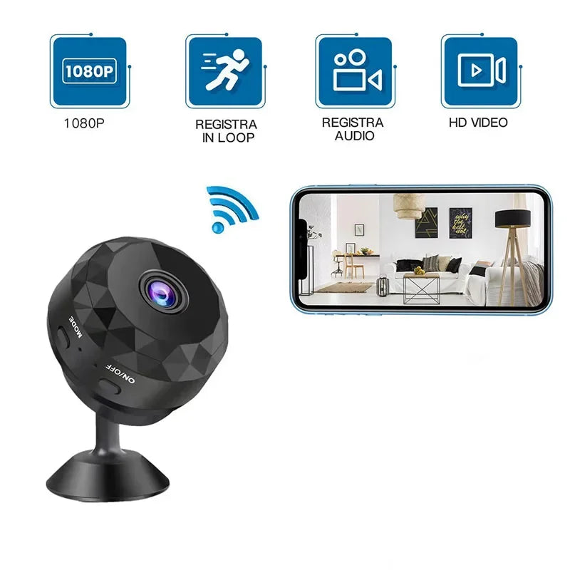 Mini Câmera IP Sem Fio A9 - 1080P HD, Visão Noturna, WiFi, Vigilância, Segurança Casa Inteligente