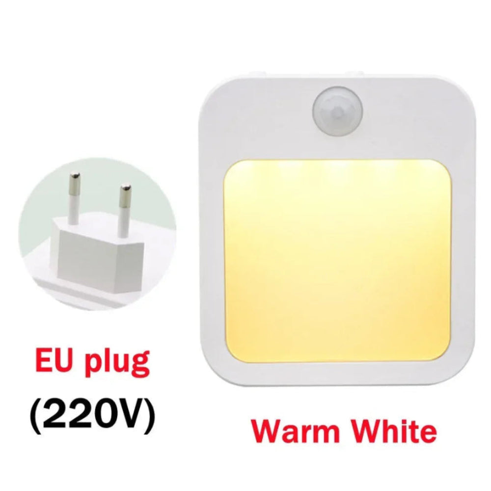 Luz Noturna LED Sensor Movimento - Quente/Frio, Regulável, Tomada EU