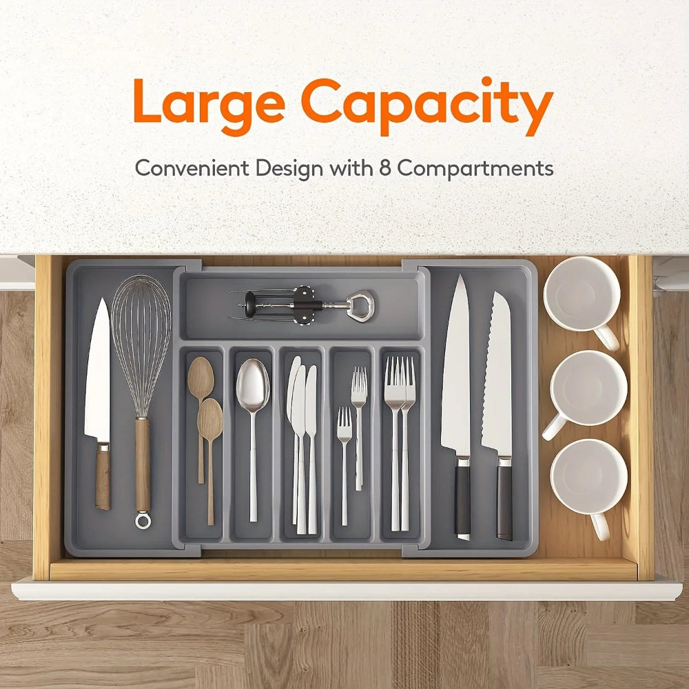 Organizador Gavetas Ajustável - Talheres, Utensílios, Expansível, Plástico Resistente