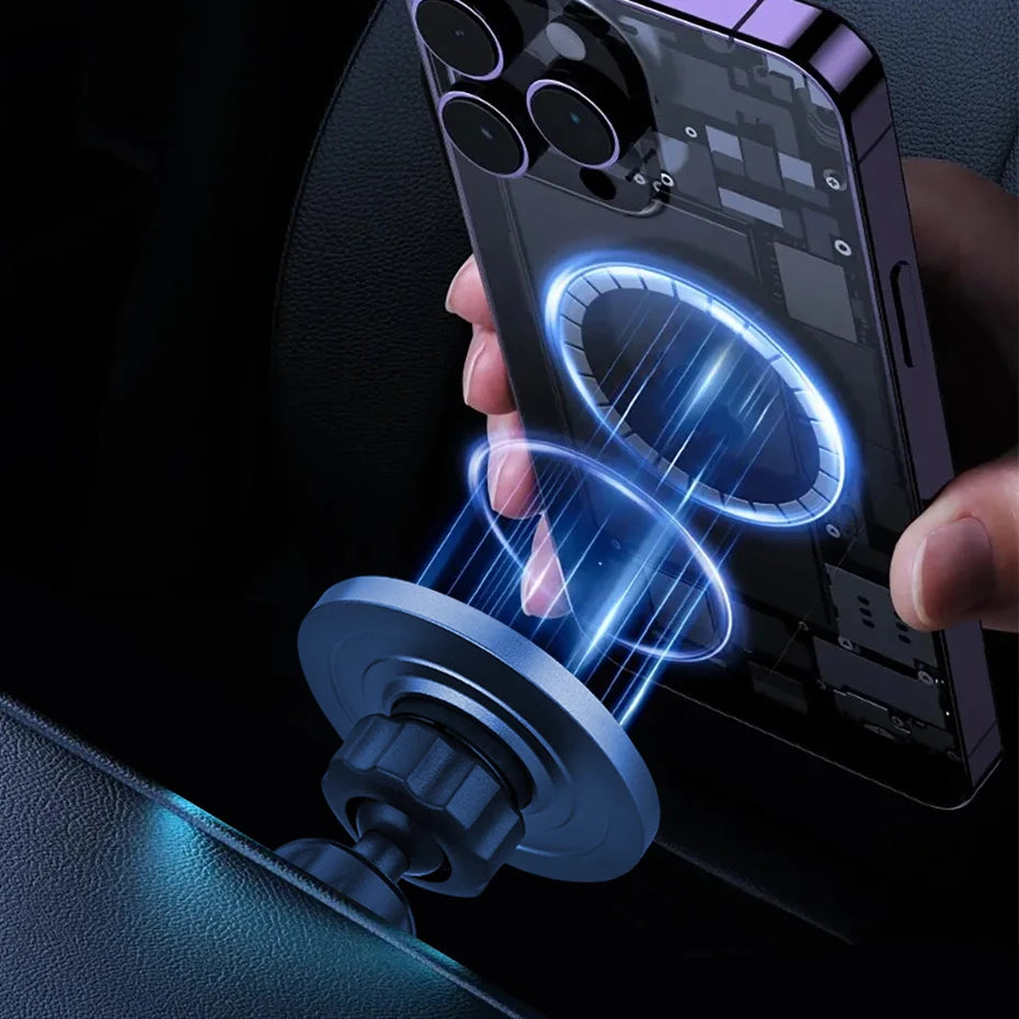 Suporte Magnético Telemóvel CD Carro - MagSafe, Ajustável, Universal, iPhone/Outros