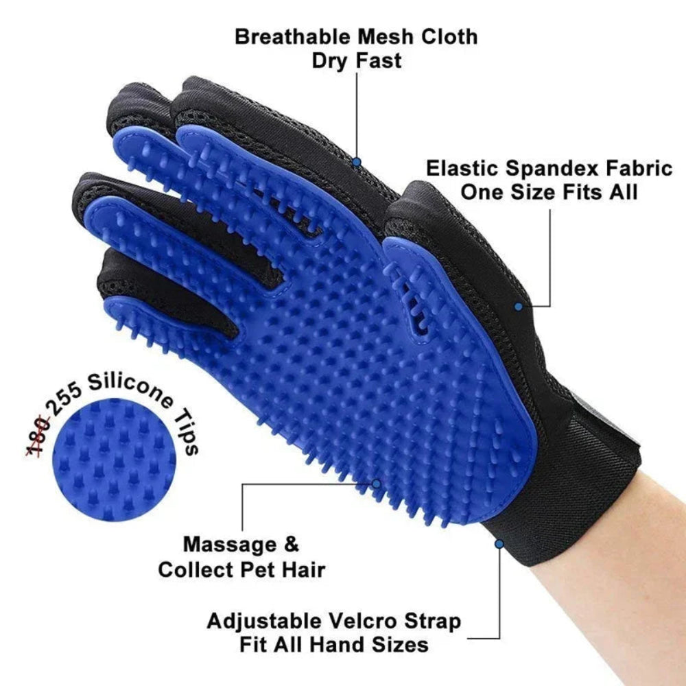 Luvas de Silicone 2 em 1 para Cães e Gatos - Tosa, Banho, Massagem e Remoção de Pelos