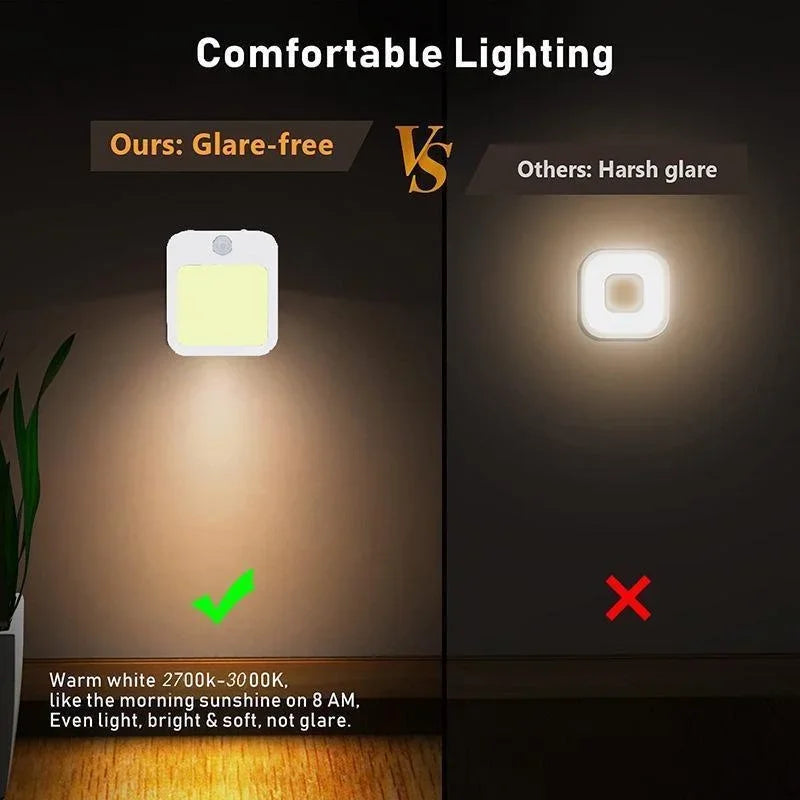 Luz Noturna LED Sensor Movimento - Quente/Frio, Regulável, Tomada EU