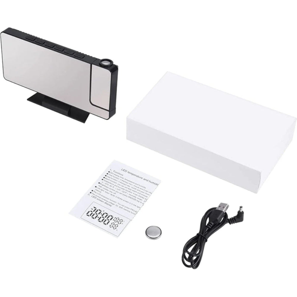 Despertador Digital LED com Projeção - Teto/Parede, Temperatura, Soneca, Visor Grande