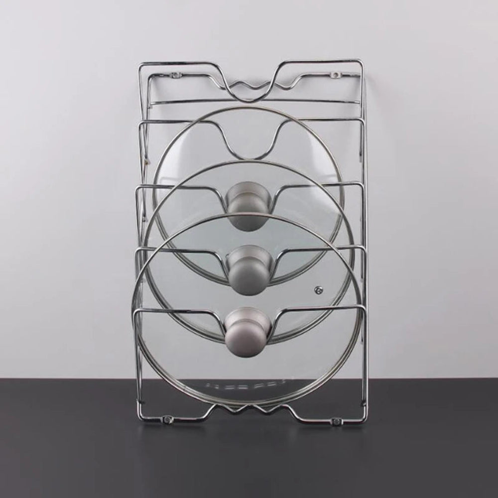 Organizador Tampas Panela Aço Inox - 5 Camadas, Parede/Armário, Cozinha
