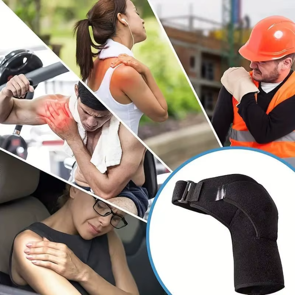 Cinta de Ombro com Almofada de Pressão - Suporte Ajustável, Proteção Ombro, Unissexo, Desporto/Recuperação