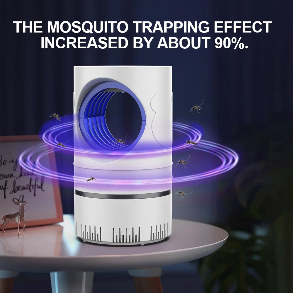 Armadilha para Mosquitos Elétrica LED – Candeeiro Mata-Insetos USB com Luz Ultravioleta 368nm, Sucção Forte por Vórtice, Silencioso