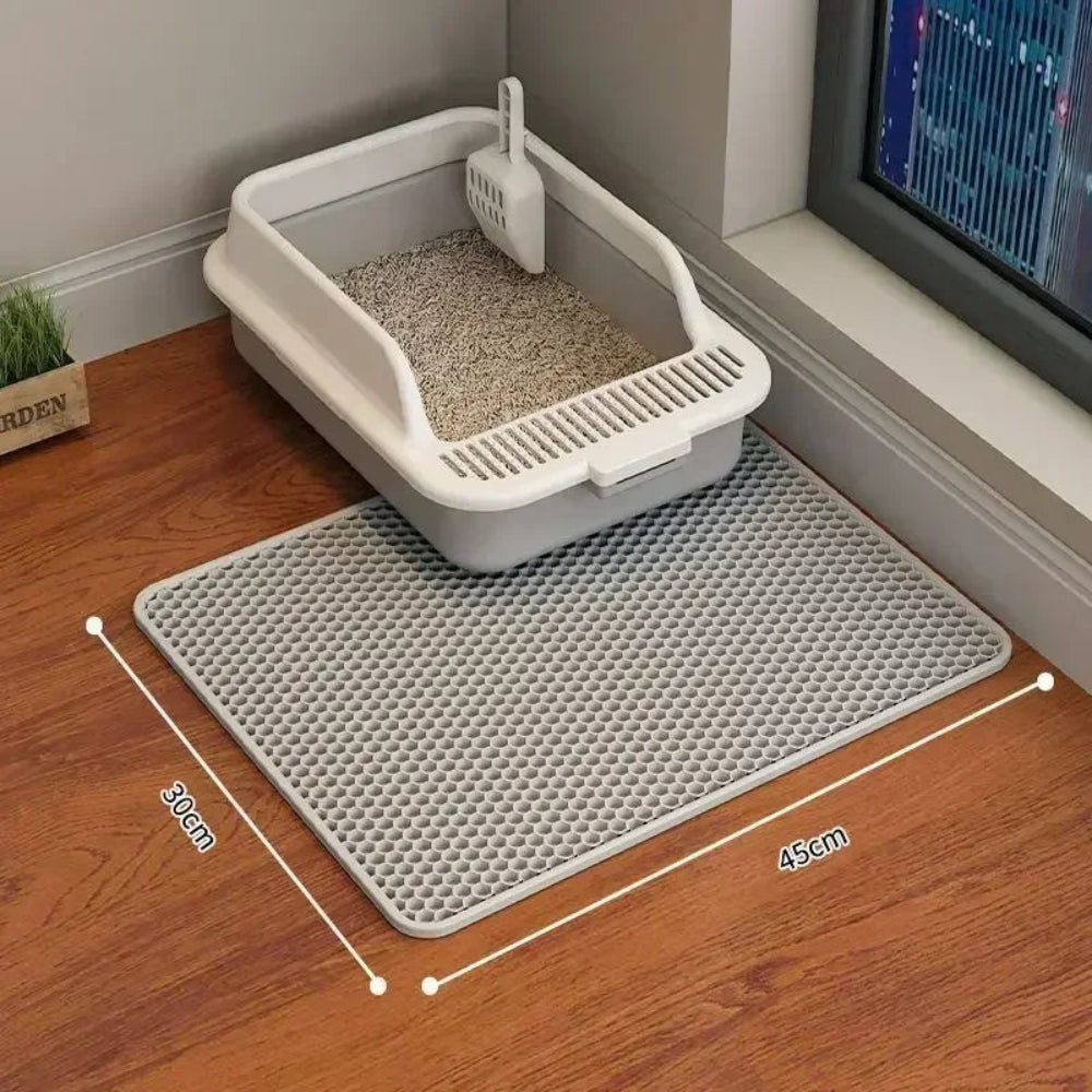 Tapete Areia Gato Dupla Camada - Antiderrapante, Impermeável, Fácil Limpeza, Grande