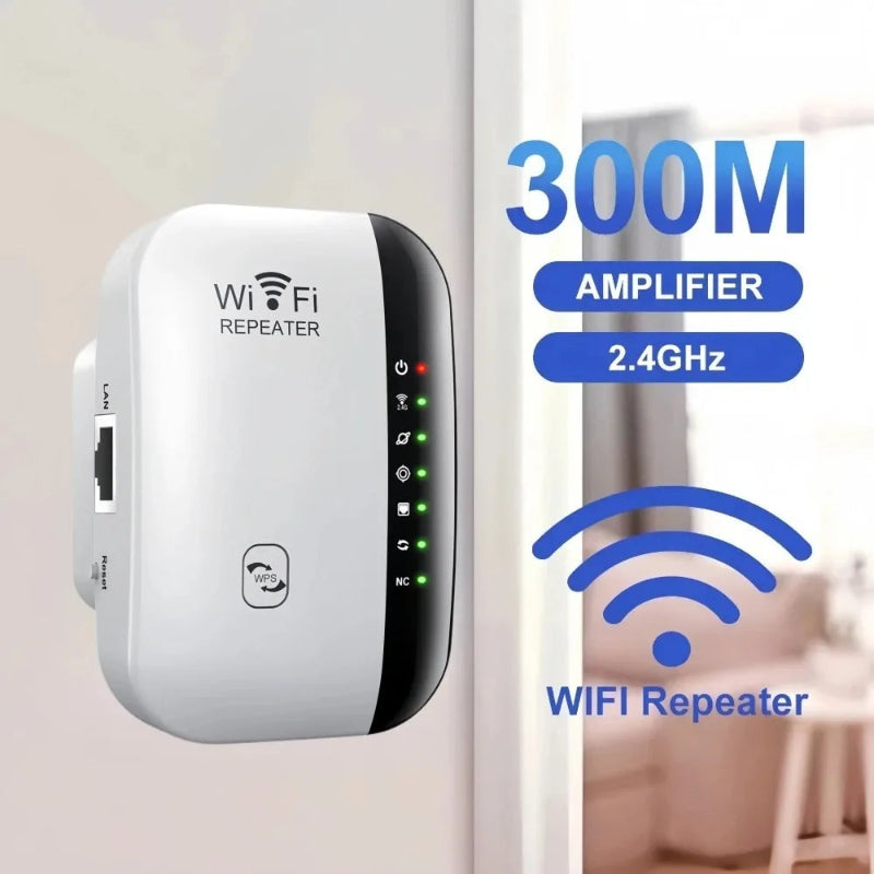 Repetidor Wi-Fi 300Mbps para casa e escritório  - Amplificador Sinal, Extensor Alcance, 2.4GHz