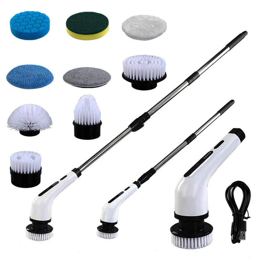 Escova de Limpeza Elétrica 9 em 1 com Bateria de 2000 mAh – Escova Multiusos Sem Fios para Casa de Banho, Cozinha e Sala com Cabeças Intermutáveis